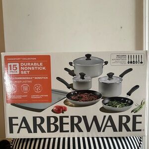 NEW Farberware Cookstart 15-pc. DiamondMax Nonstick Cookware Set